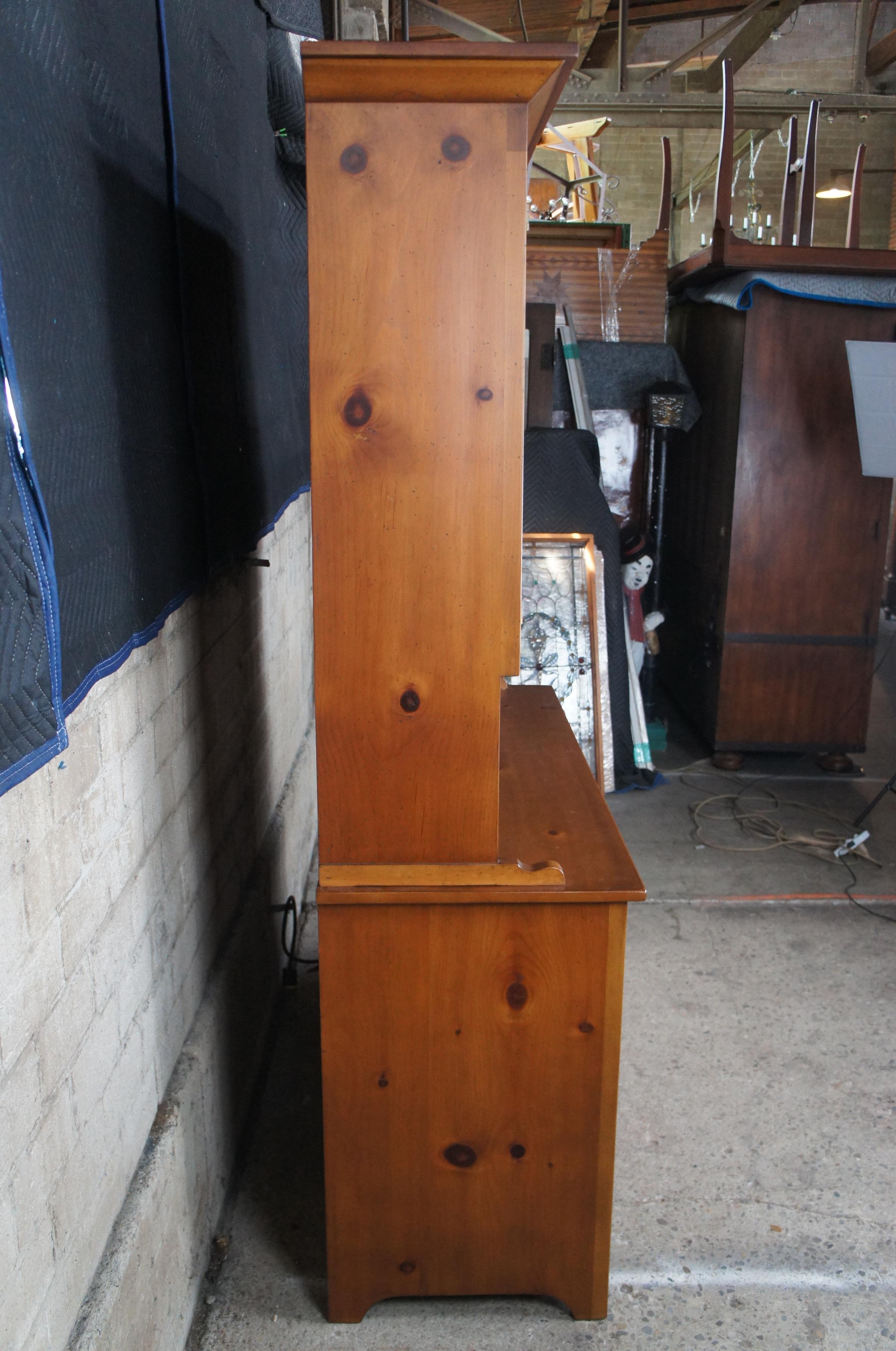 Glass Handmade Vintage Early American Pine Stepback Cupboard Display Cabinet Hutch