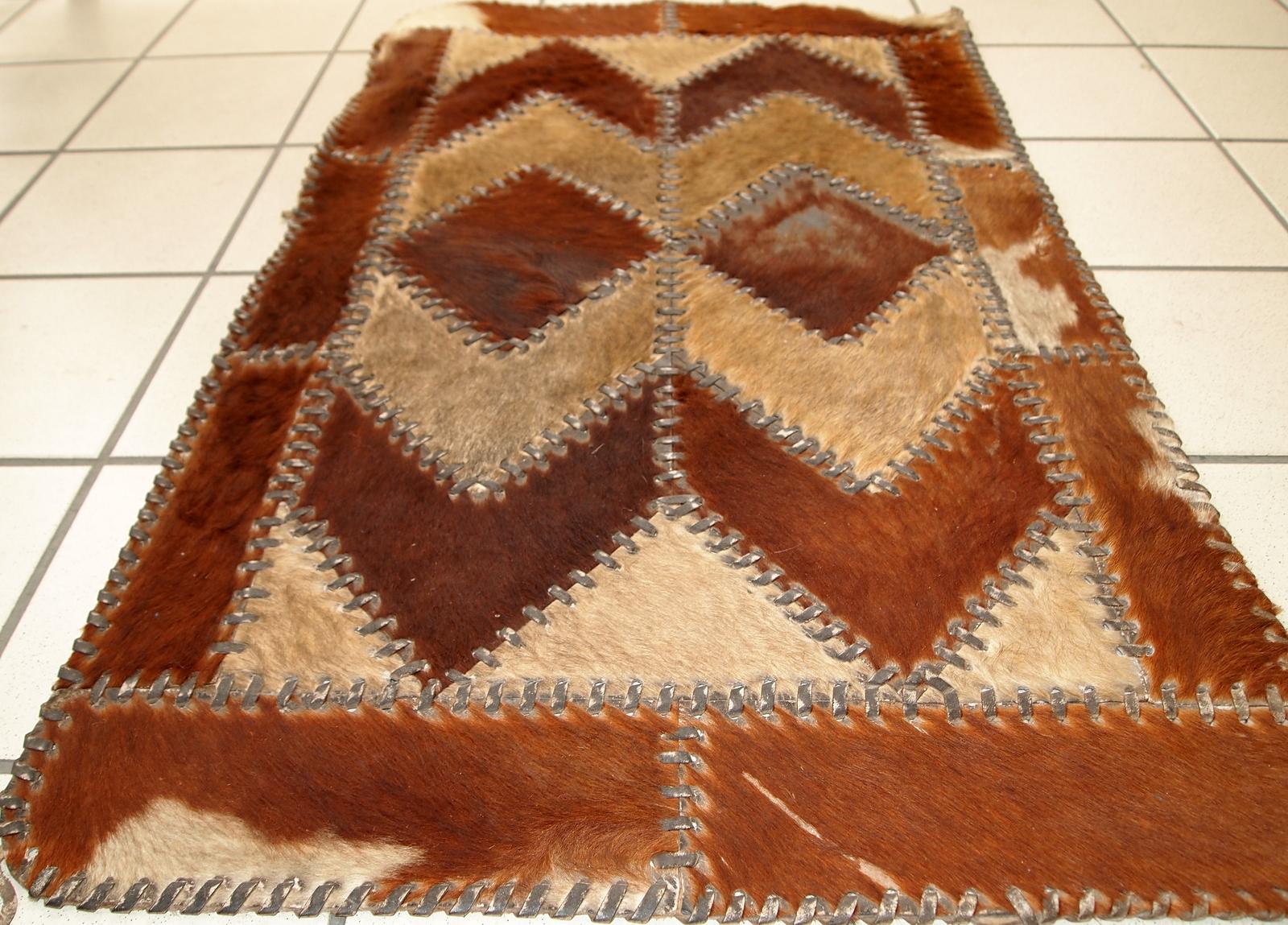 Hand-Knotted Handmade Vintage European Leather Rug, 1960s, 1C646 For Sale