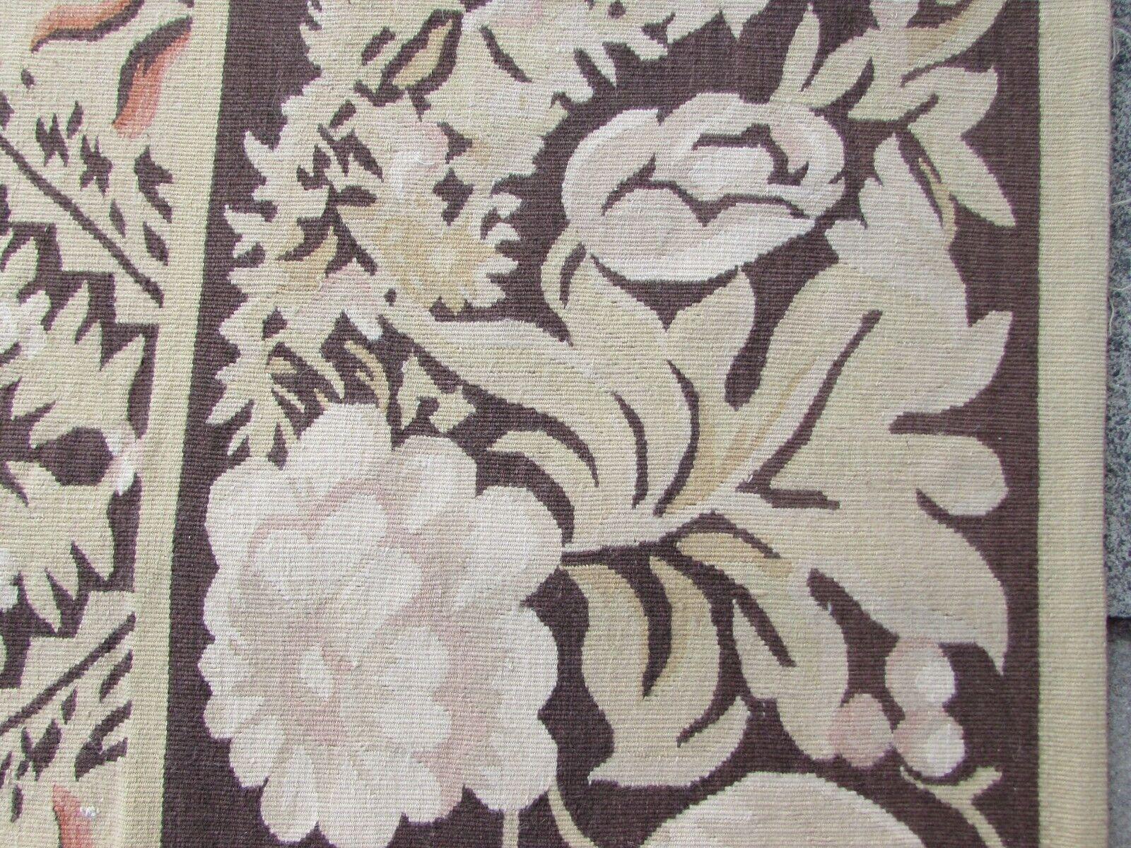 Wool Handmade Vintage French Aubusson Flatweave Rug 7.9' x 9.8', 1970s, 1Q41 For Sale