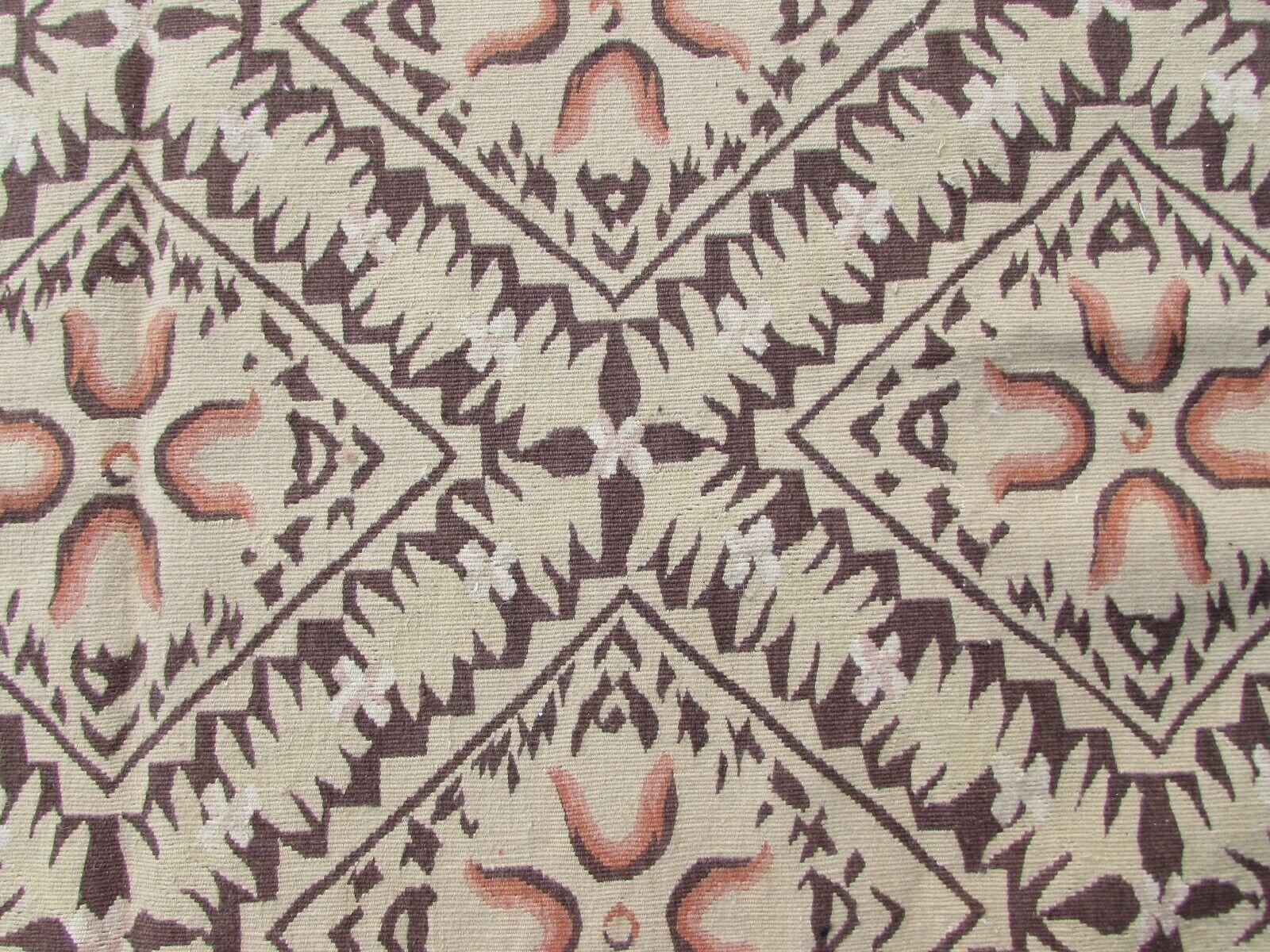 Handgefertigter französischer Aubusson Flachgewebe-Teppich im Vintage-Stil 7.9' x 9,8', 1970er Jahre, 1Q41 (Wolle) im Angebot