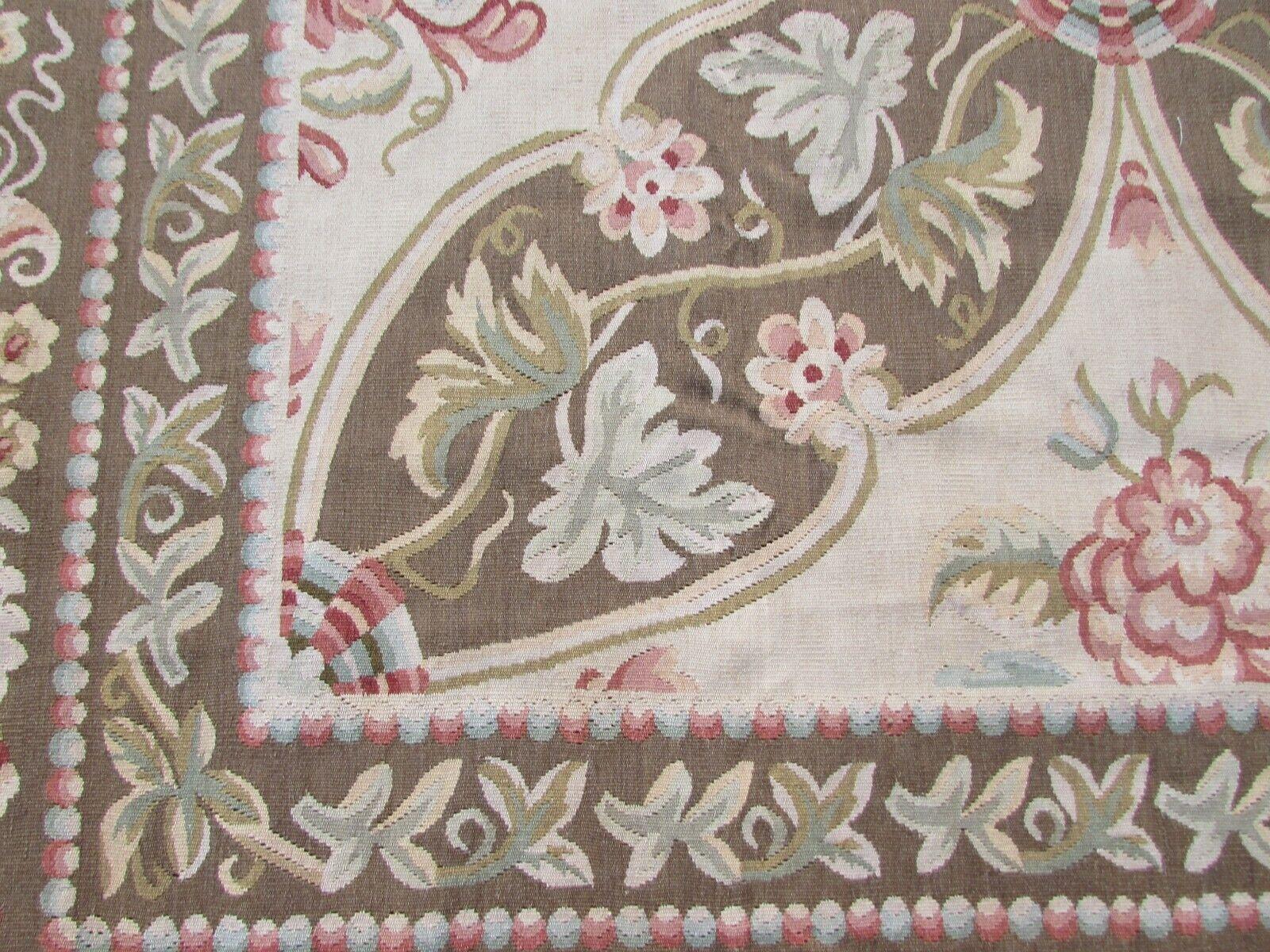 Handgefertigter französischer Aubusson Flachgewebe-Teppich im Vintage-Stil 9.9' x 14,2', 1970er Jahre, 1Q42 im Angebot 3
