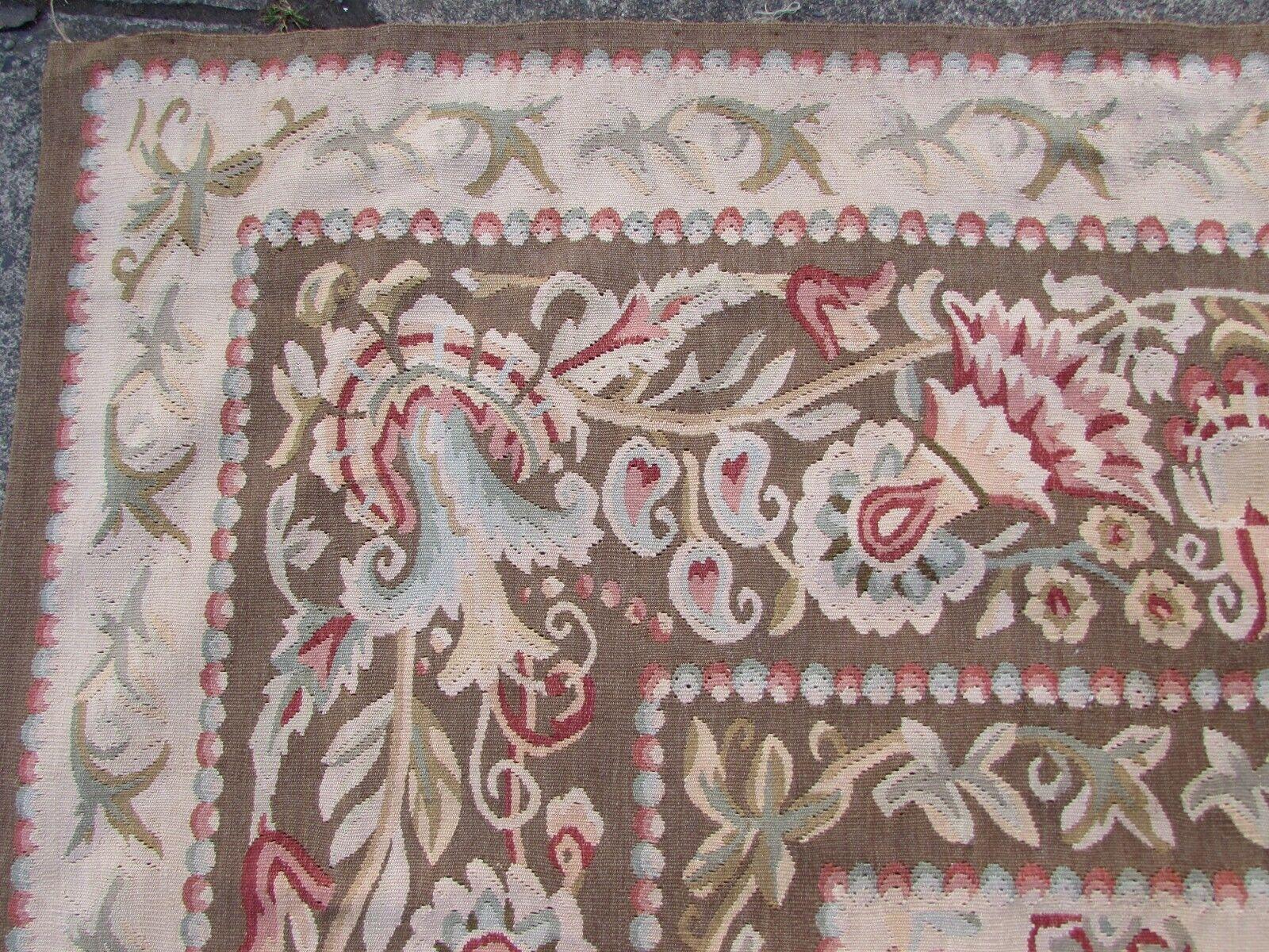 Handgefertigter französischer Aubusson Flachgewebe-Teppich im Vintage-Stil 9.9' x 14,2', 1970er Jahre, 1Q42 im Zustand „Gut“ im Angebot in Bordeaux, FR