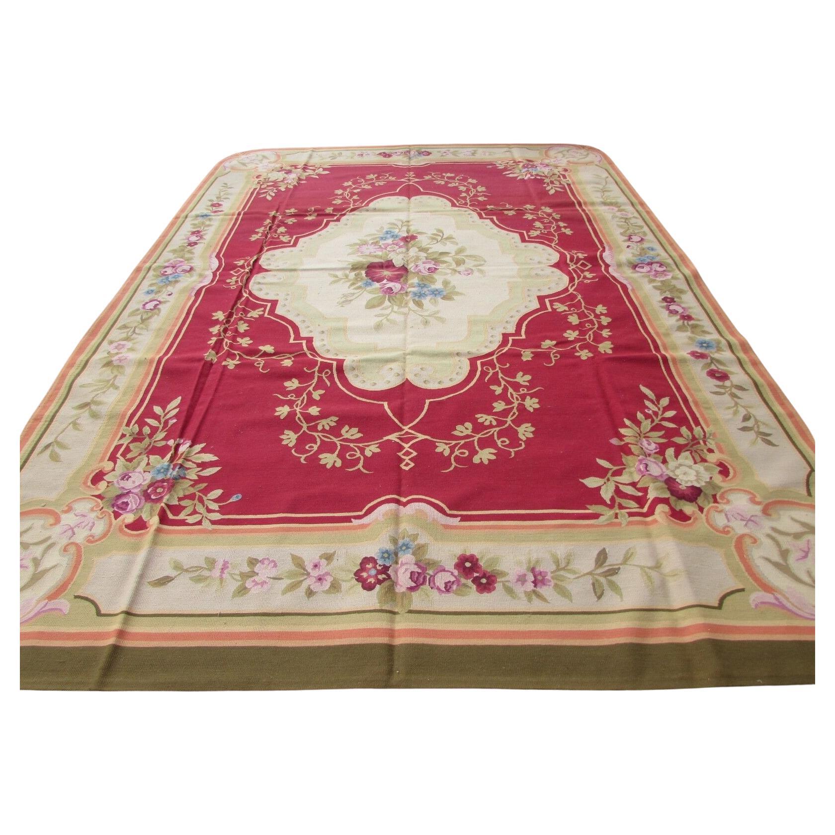 Handmade Vintage French Aubusson Rug 10' x 13.5', 1970s, 1Q52