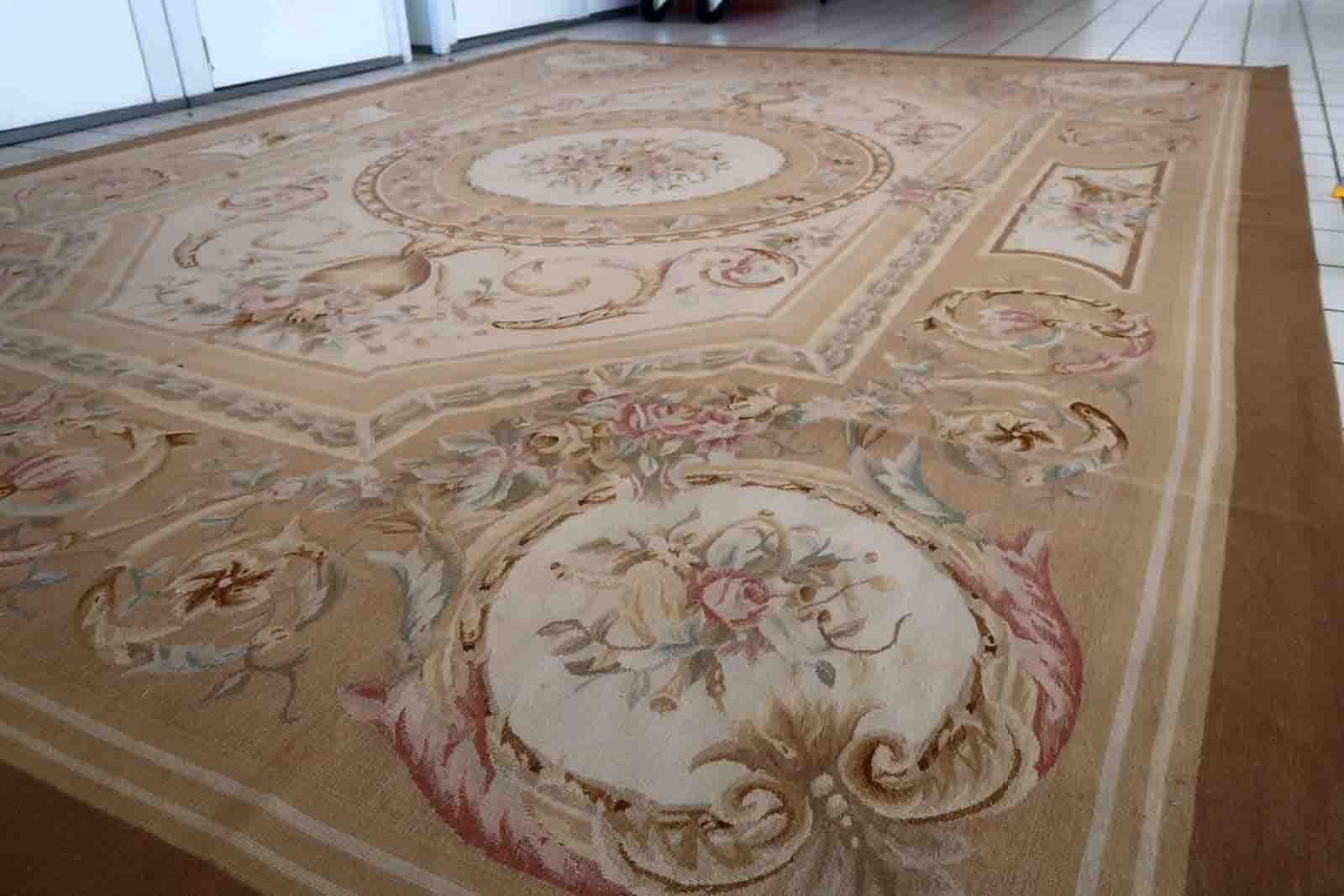 Late 20th Century Handmade Vintage French Aubusson Rug, 1970s, 1C838 For Sale
