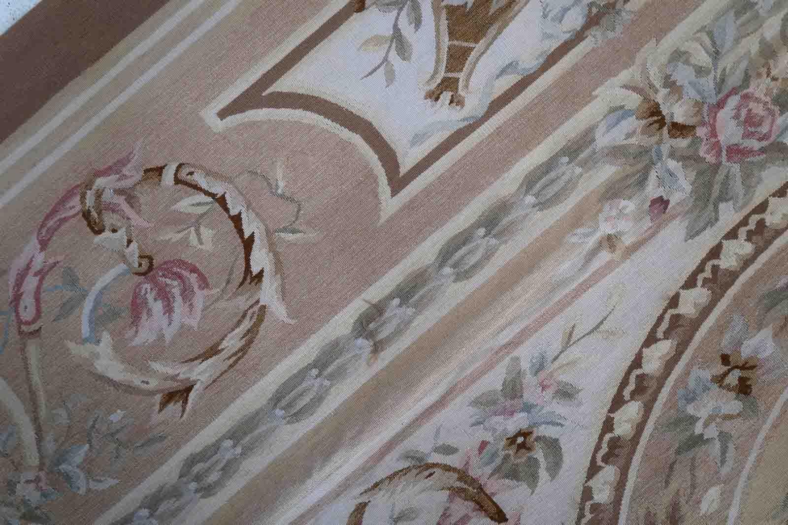 Fin du 20e siècle Tapis d'Aubusson français vintage fait à la main, années 1970, 1C838 en vente