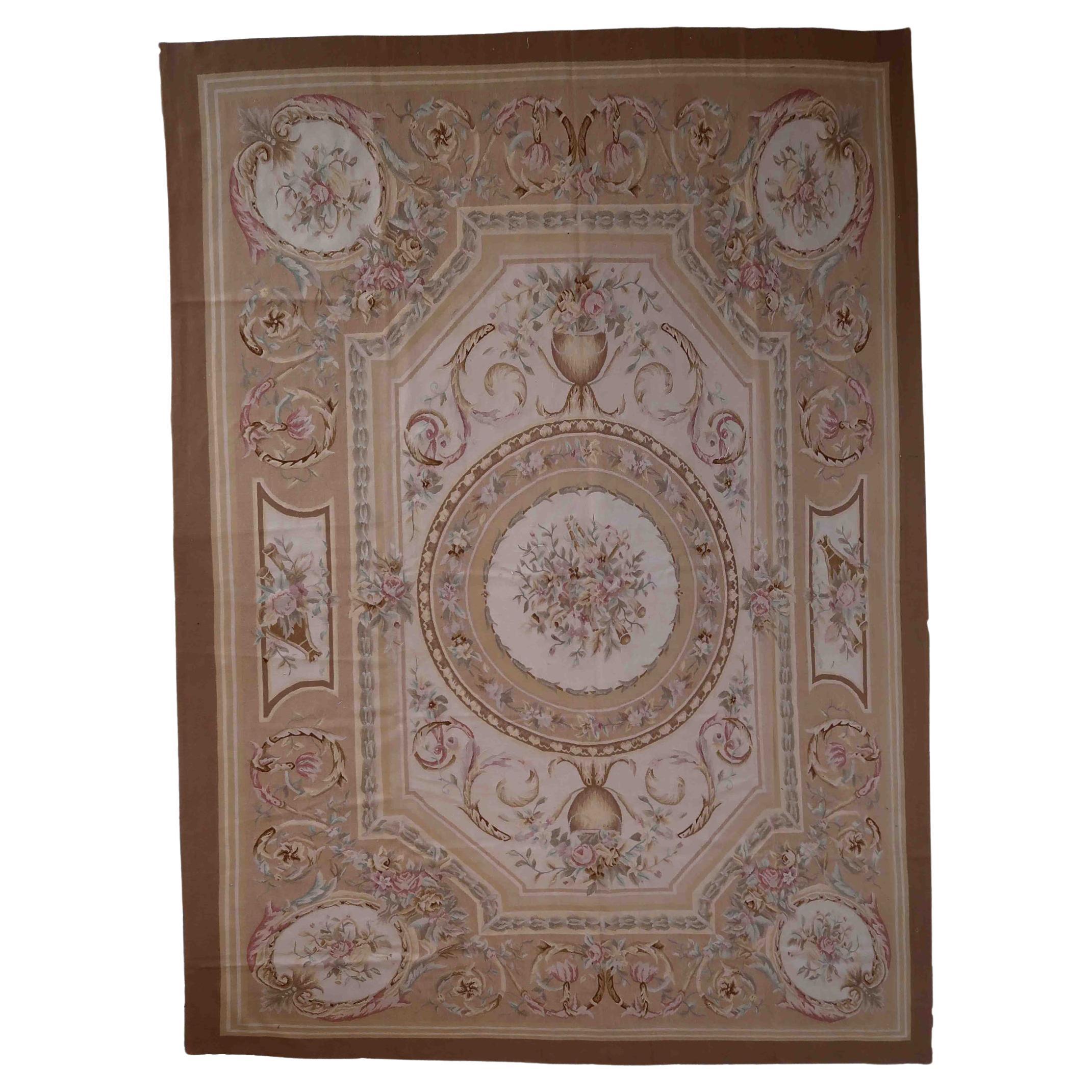 Handmade Vintage French Aubusson Rug, 1970s, 1C838 For Sale