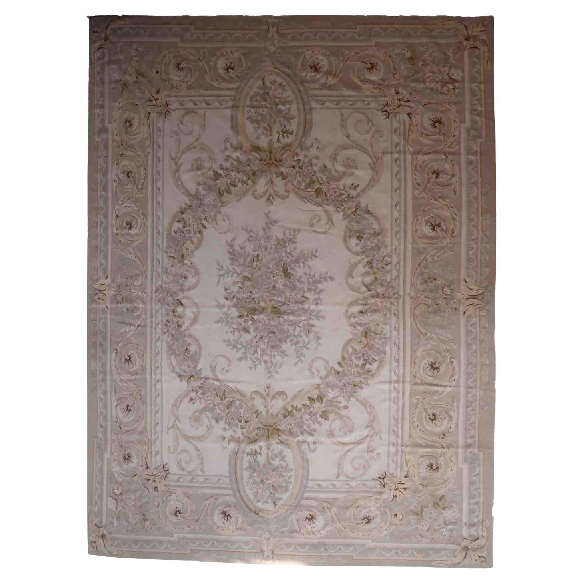 Handmade Vintage French Aubusson Rug, 1970s, 1C884 For Sale
