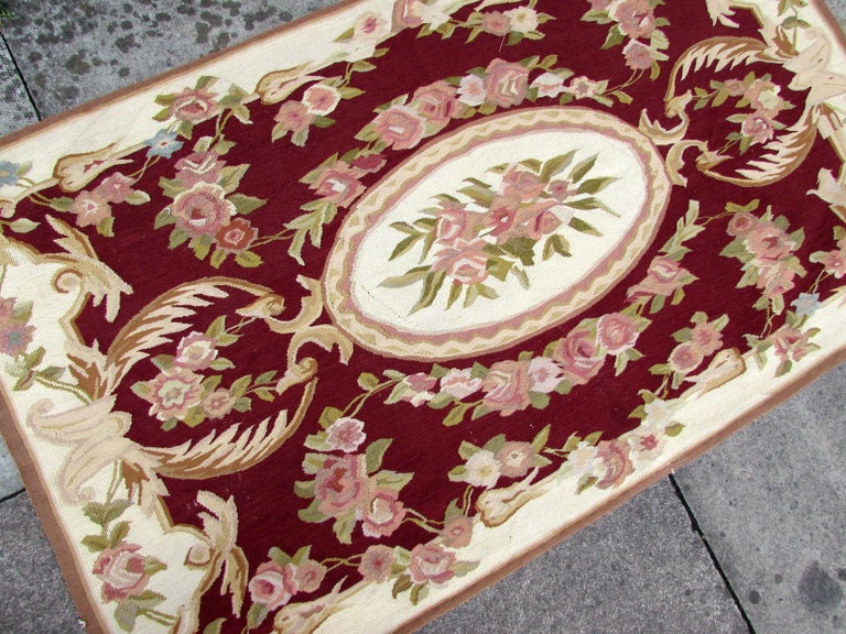 Handmade Vintage French Aubusson Rug, 1970s, 1Q0184 For Sale at 1stDibs