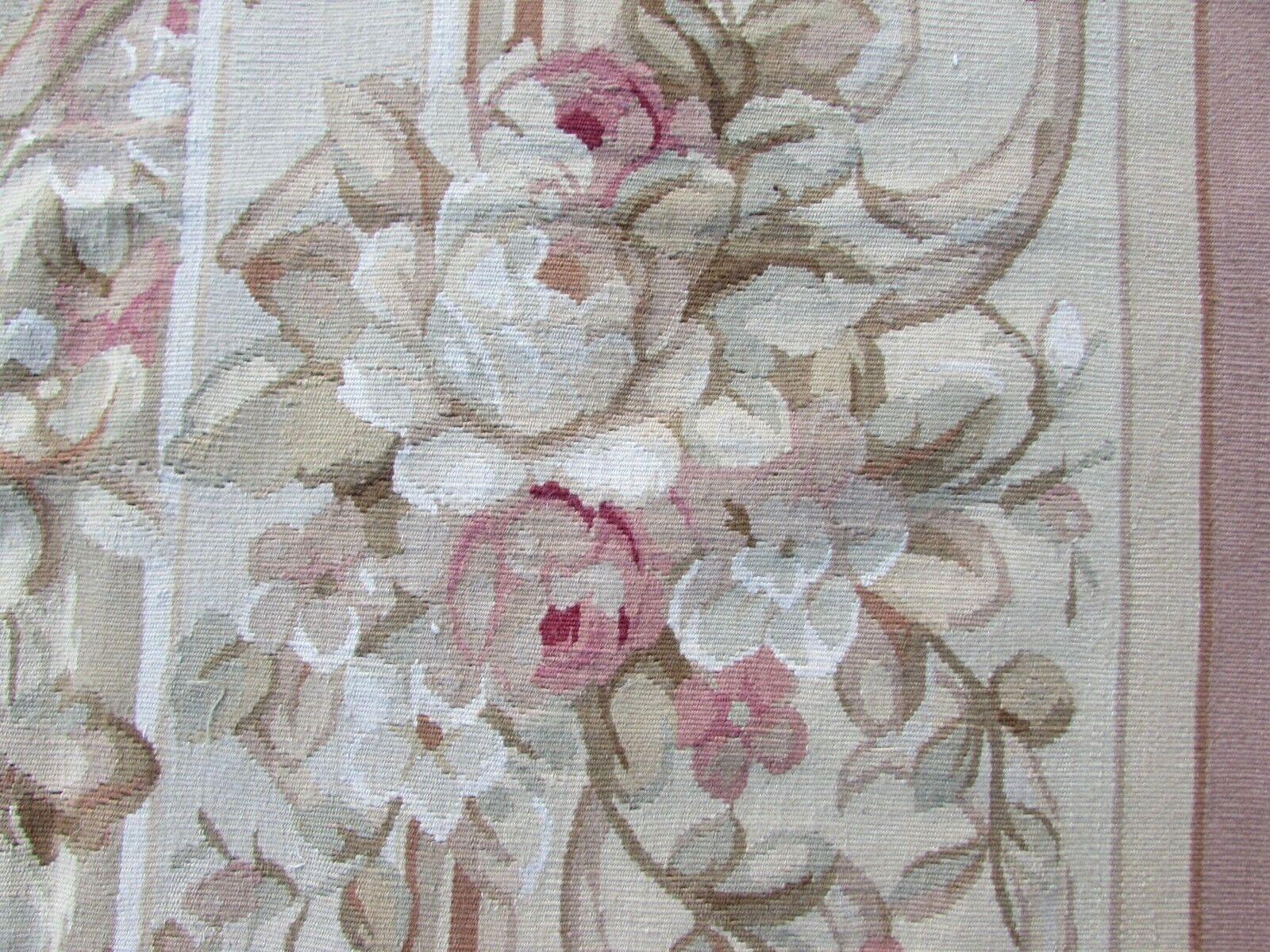 Tapis Aubusson français vintage fait à la main:: 1970:: 1Q0237 1