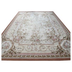 Tapis Aubusson français vintage fait à la main:: 1970:: 1Q0237