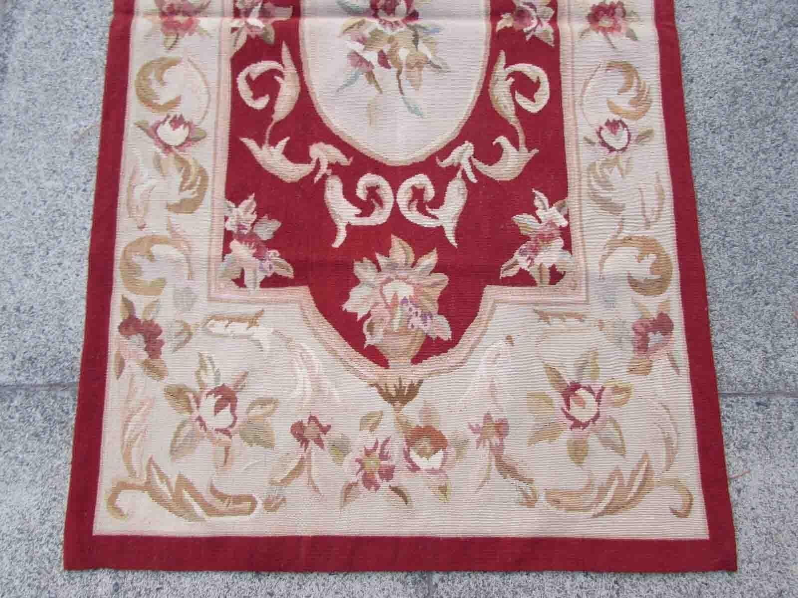 Handmade Vintage French Aubusson Rug, 1970s, 1Q03 For Sale 6