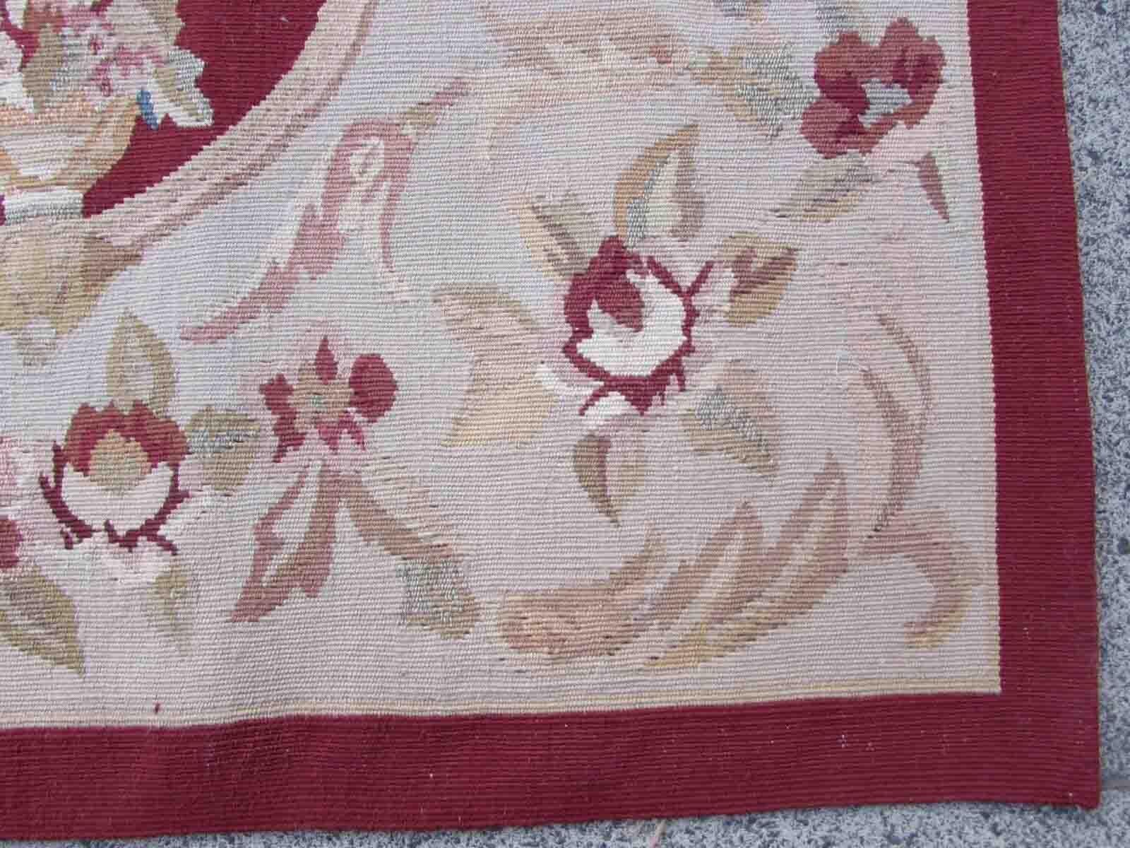 Wool Handmade Vintage French Aubusson Rug, 1970s, 1Q04 For Sale