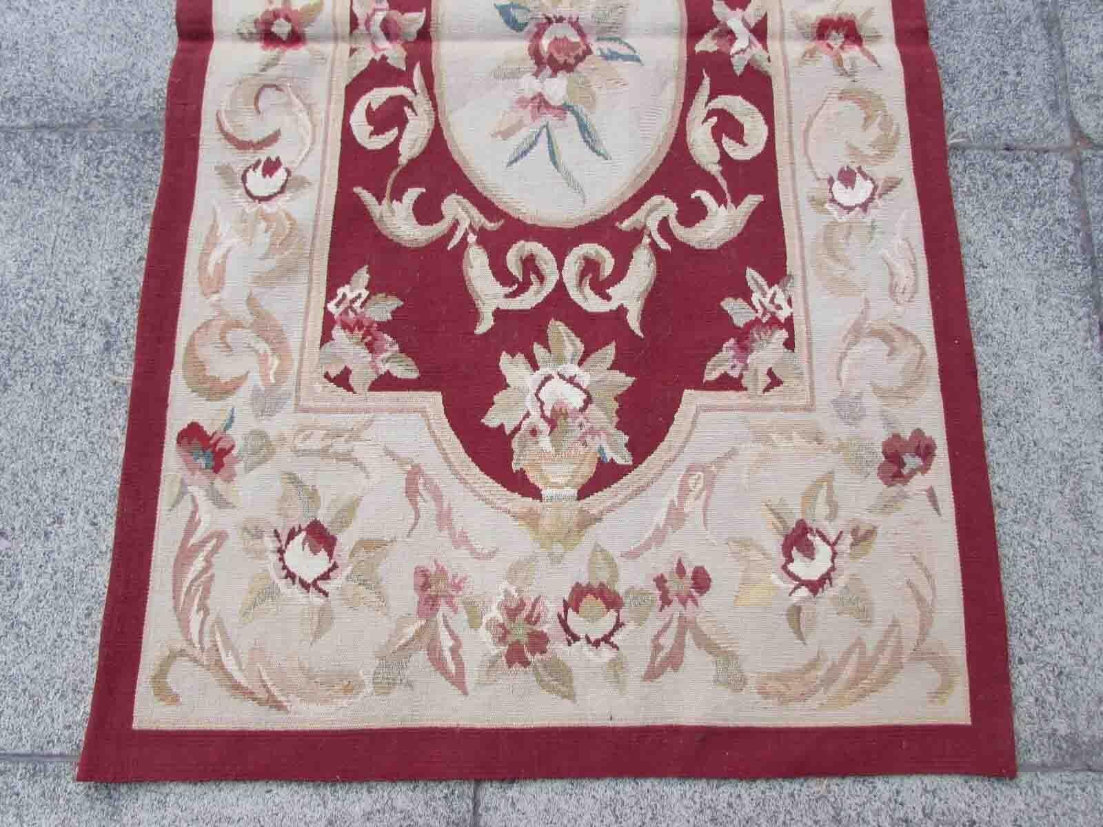 Handmade Vintage French Aubusson Rug, 1970s, 1Q04 For Sale 2