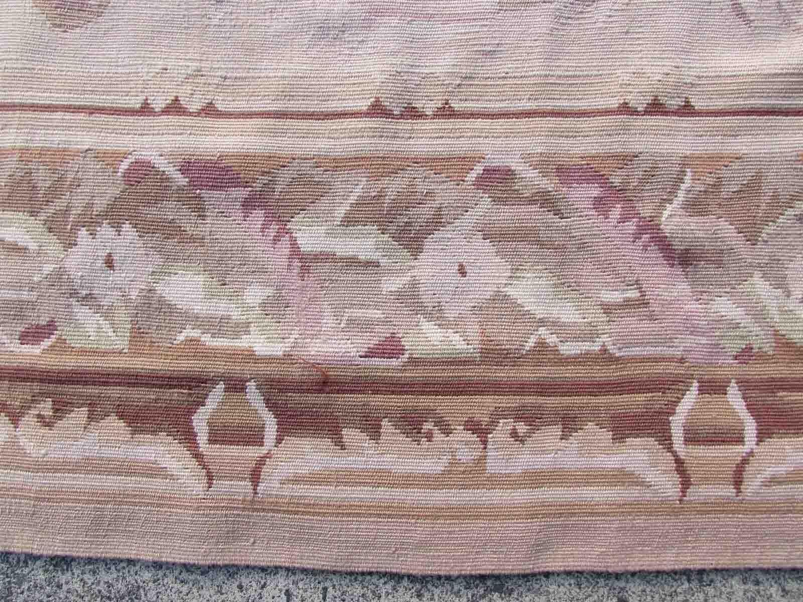 Handmade Vintage French Aubusson Rug, 1970s, 1Q08 For Sale 6