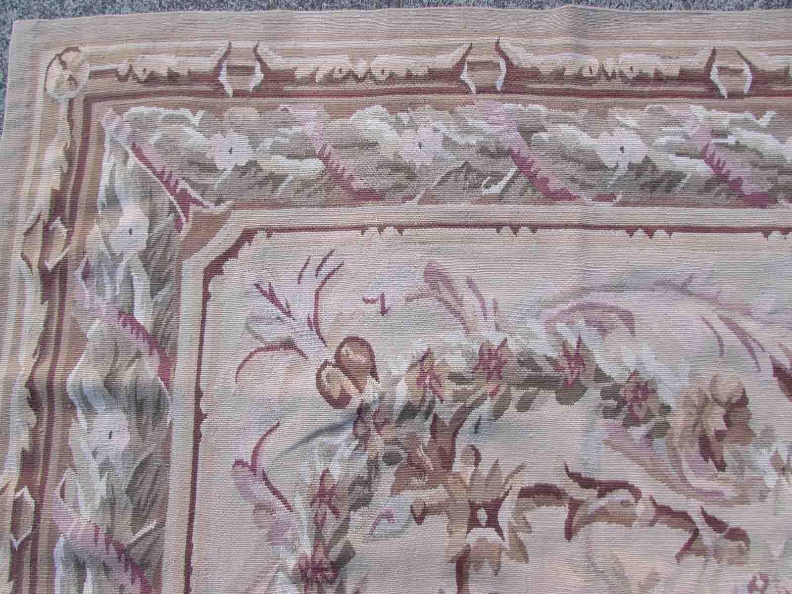 Late 20th Century Handmade Vintage French Aubusson Rug, 1970s, 1Q08 For Sale
