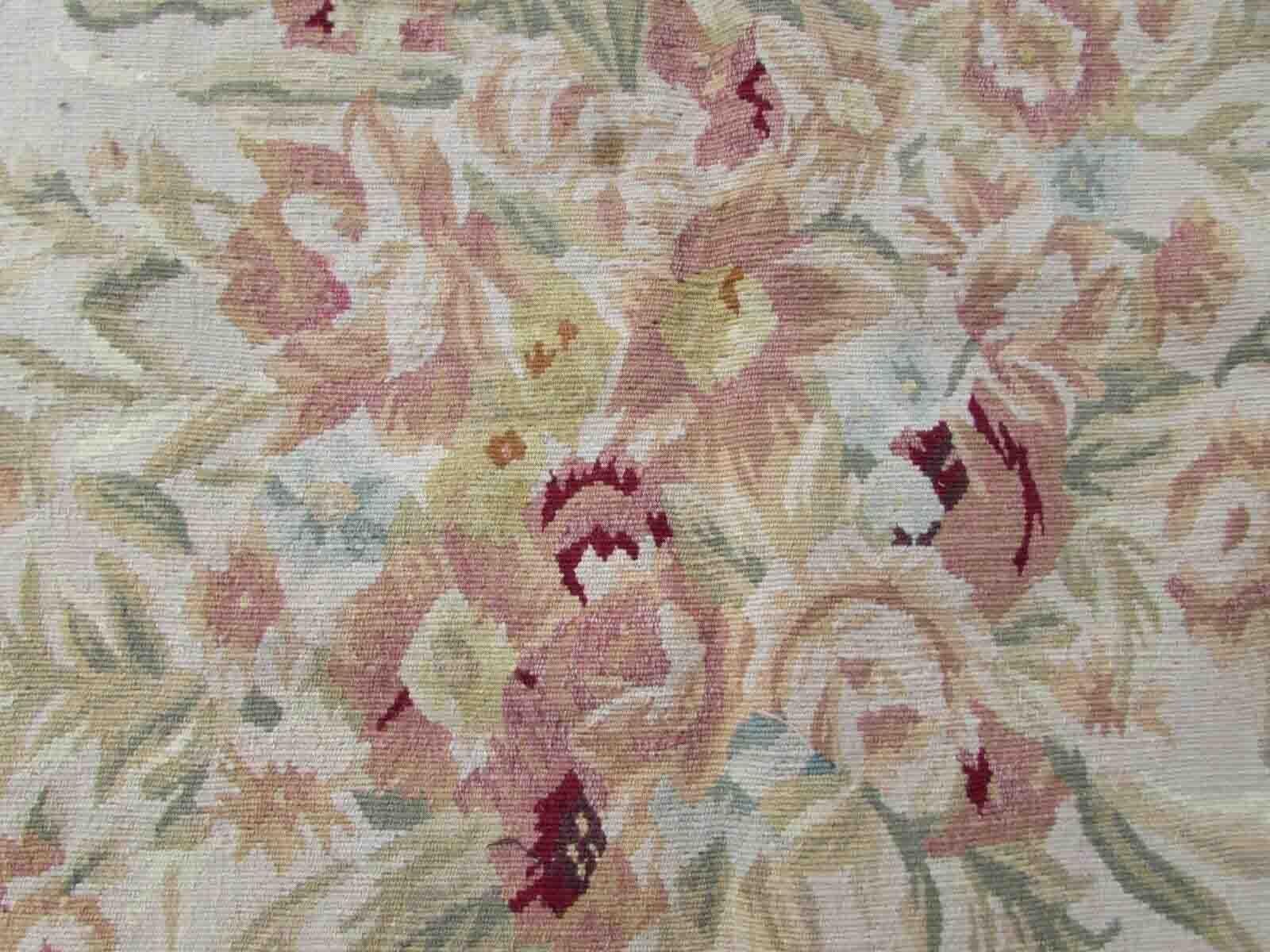 Wool Handmade Vintage French Aubusson Rug, 1970s, 1Q11 For Sale