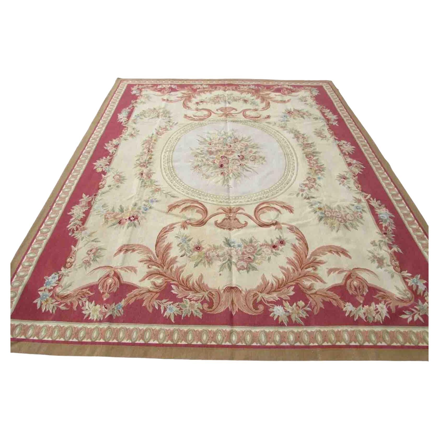 Tapis d'Aubusson français vintage fait à la main, années 1970, 1Q11