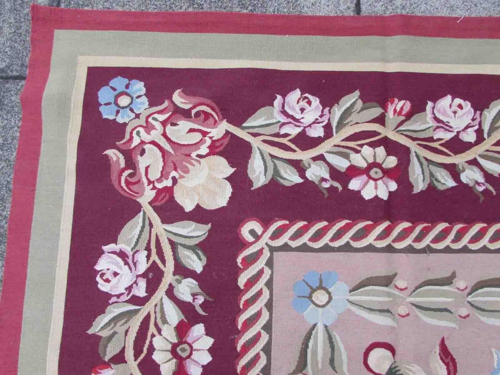 Late 20th Century Handmade Vintage French Aubusson Rug, 1970s, 1Q15 For Sale