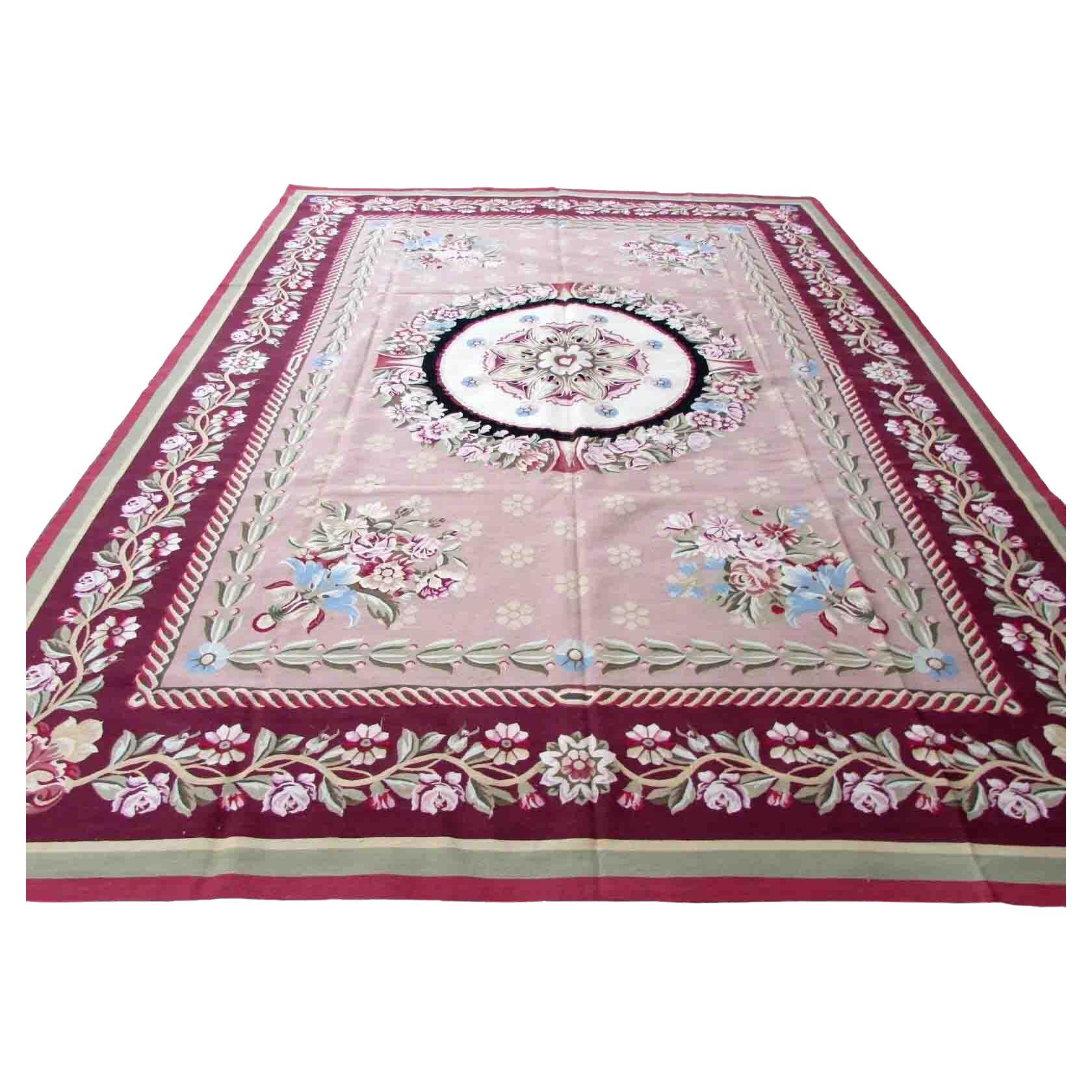 Handmade Vintage French Aubusson Rug, 1970s, 1Q15 For Sale