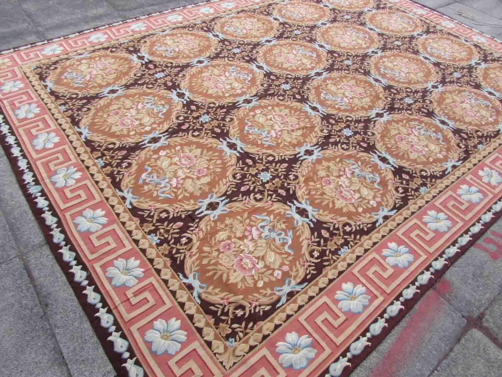Handmade Vintage French Aubusson Rug, 1970s, 1Q22 For Sale 4