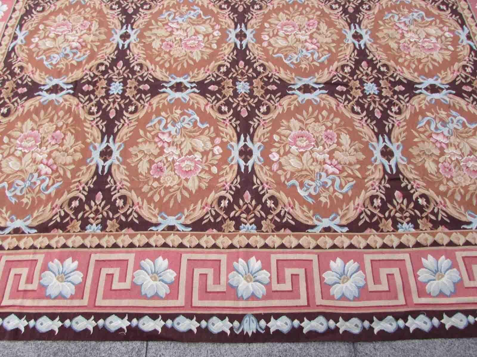 Hand-Knotted Handmade Vintage French Aubusson Rug, 1970s, 1Q22 For Sale