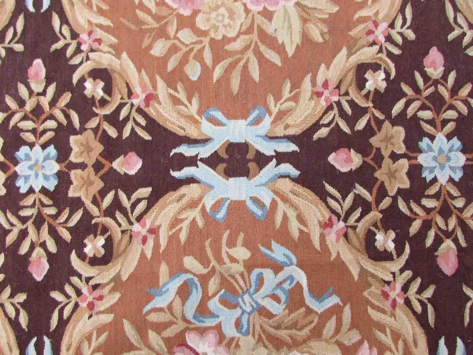 Late 20th Century Handmade Vintage French Aubusson Rug, 1970s, 1Q22 For Sale