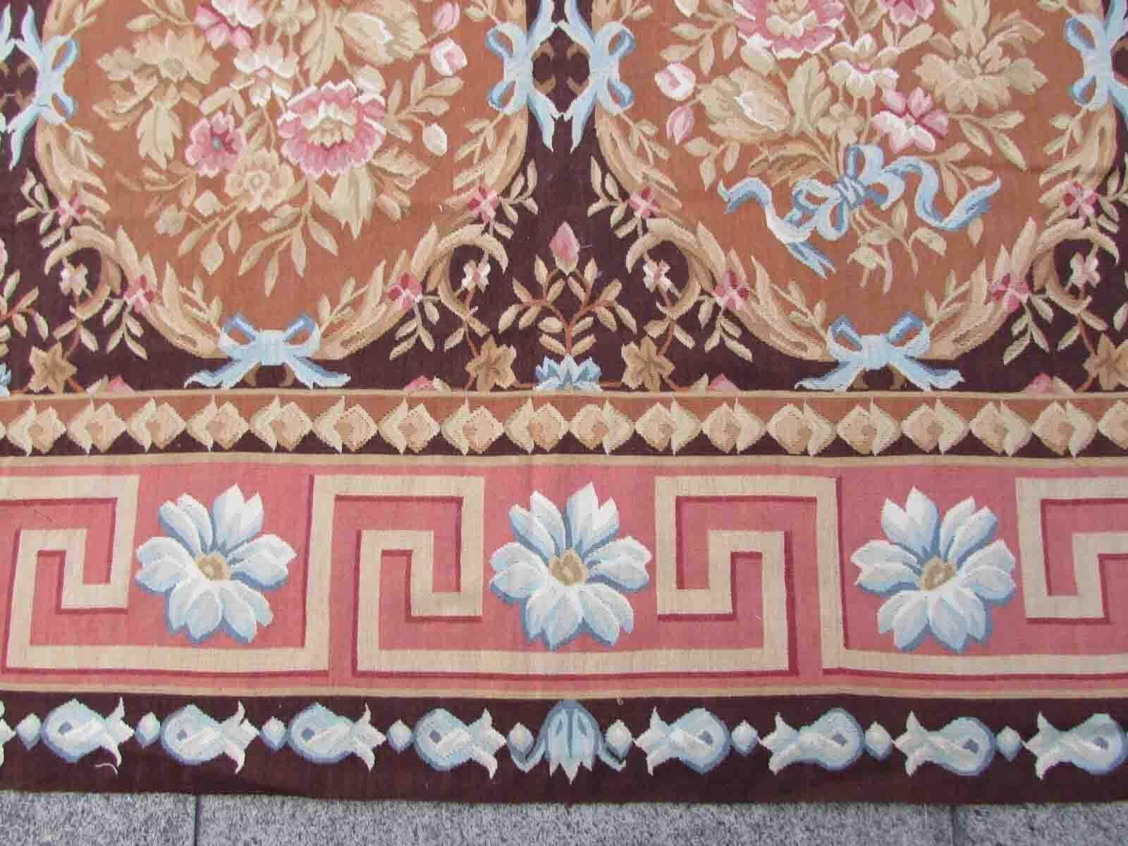 Handmade Vintage French Aubusson Rug, 1970s, 1Q22 For Sale 1