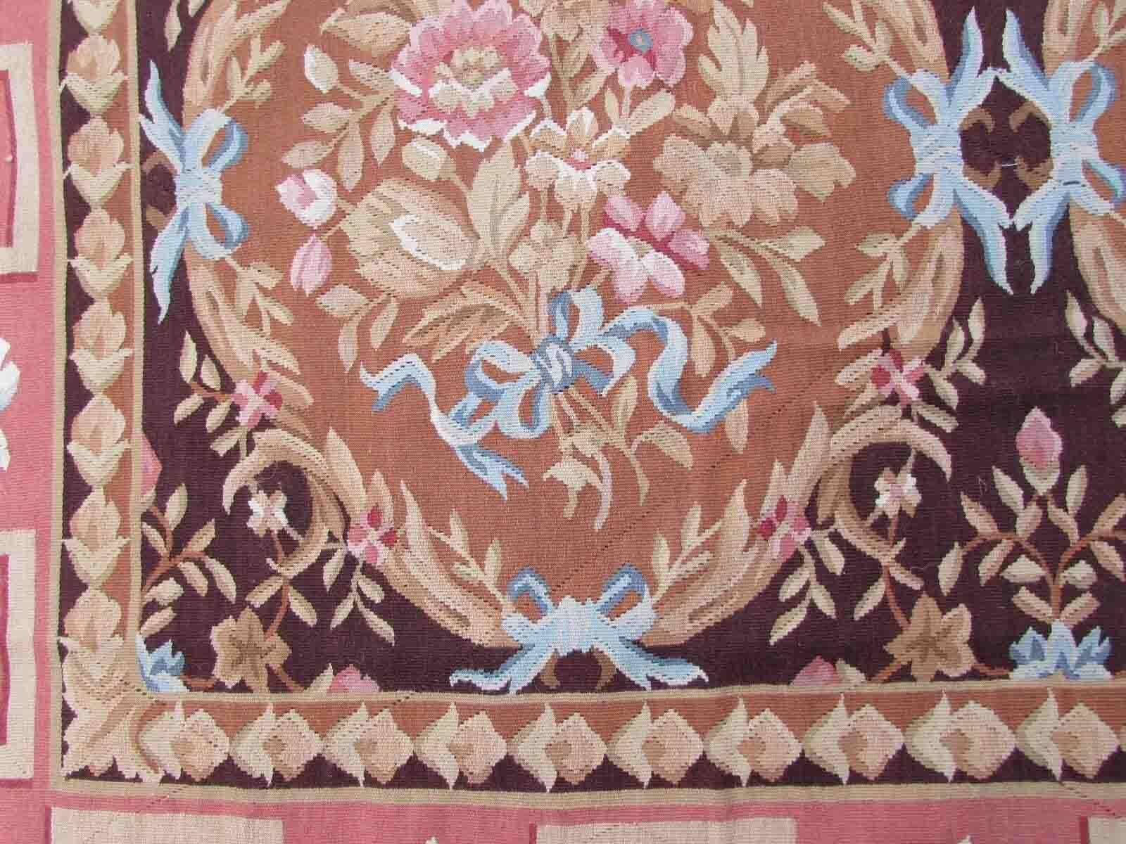 Handmade Vintage French Aubusson Rug, 1970s, 1Q22 For Sale 2