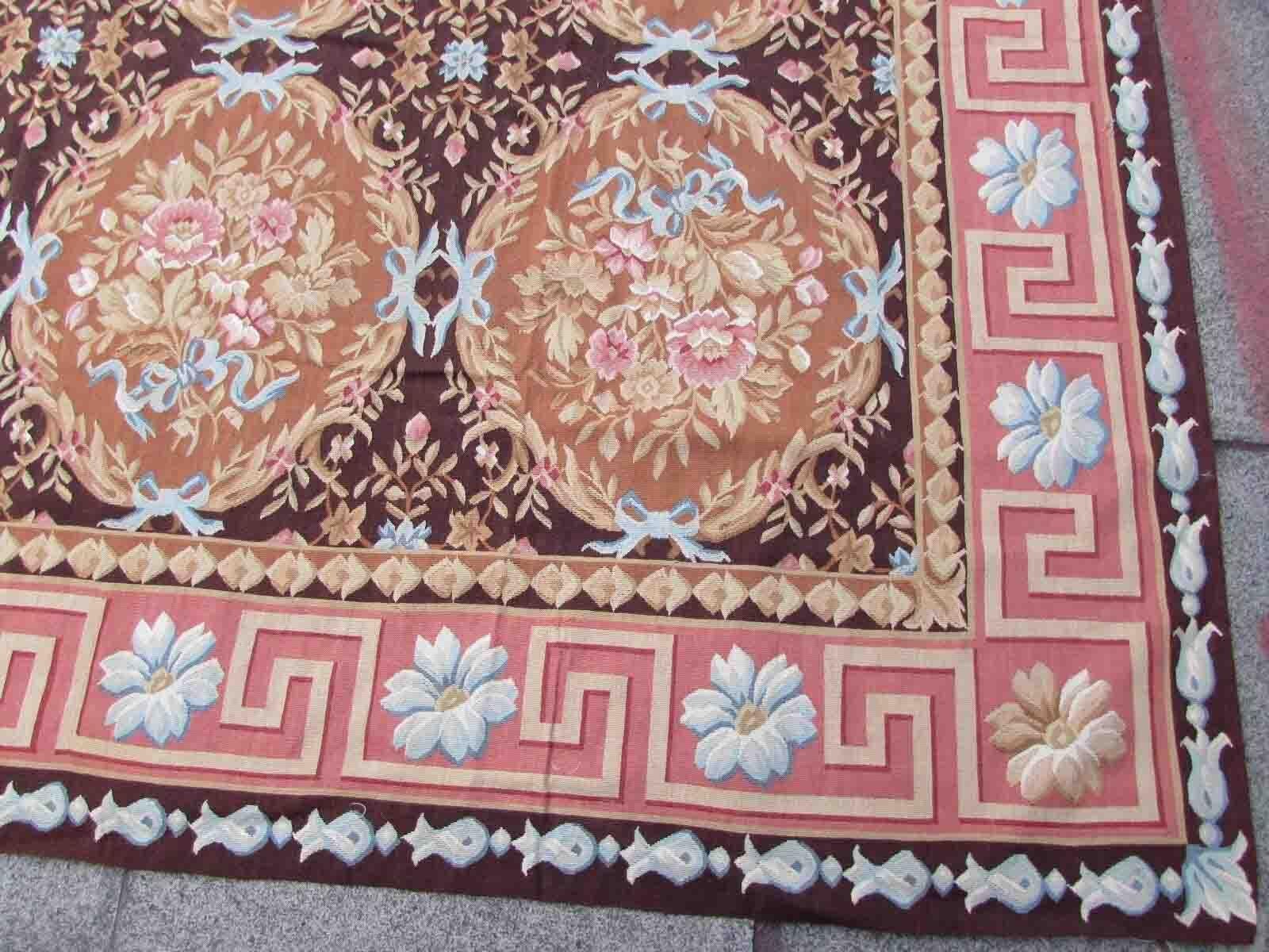 Handmade Vintage French Aubusson Rug, 1970s, 1Q22 For Sale 3