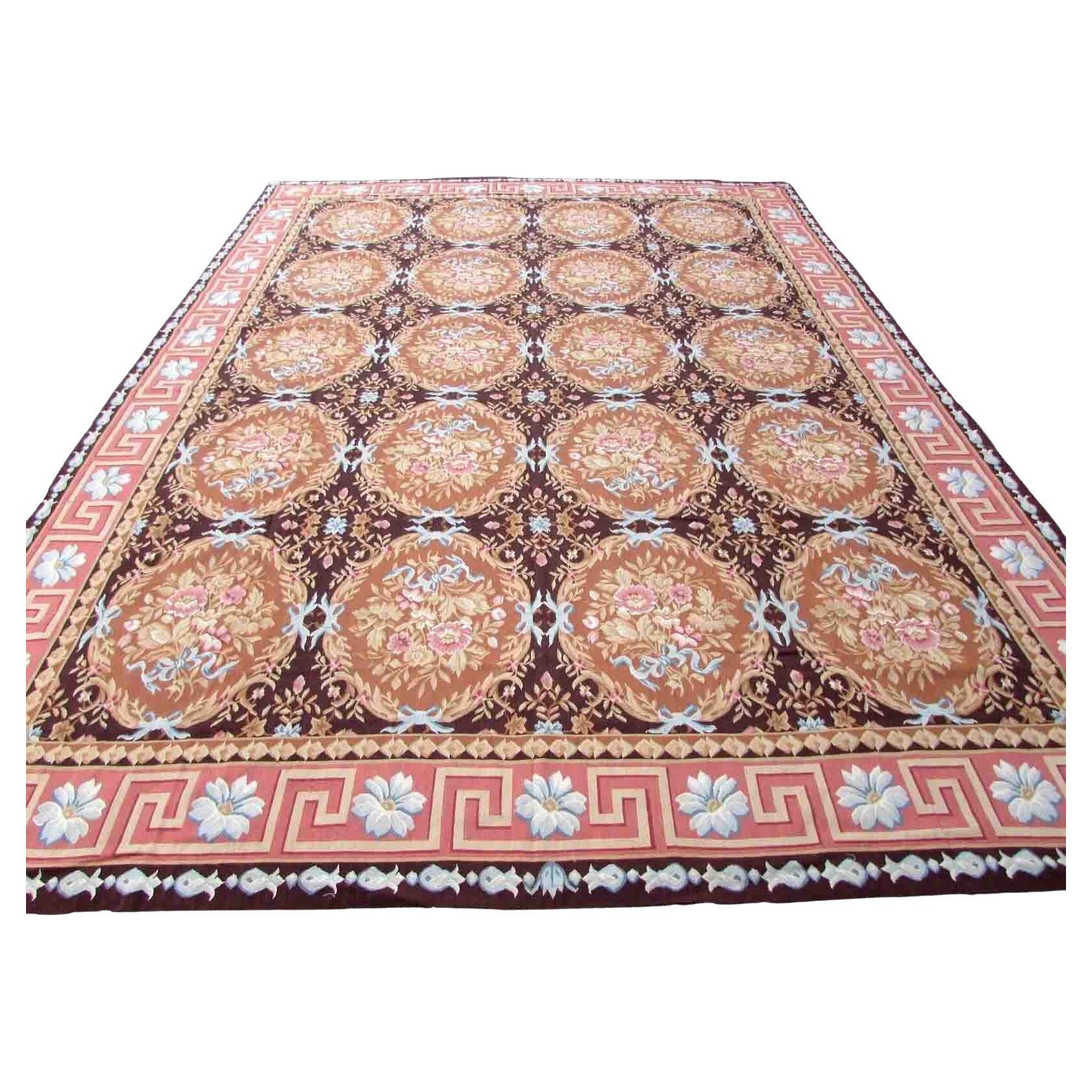 Handmade Vintage French Aubusson Rug, 1970s, 1Q22 For Sale