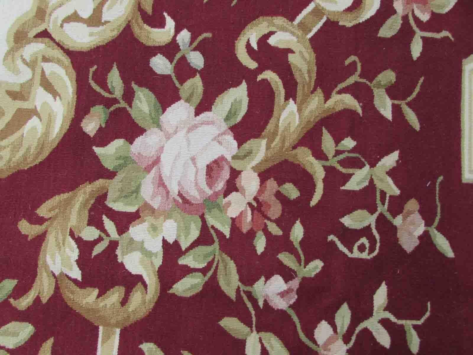 Wool Handmade Vintage French Aubusson Rug, 1970s, 1Q29 For Sale