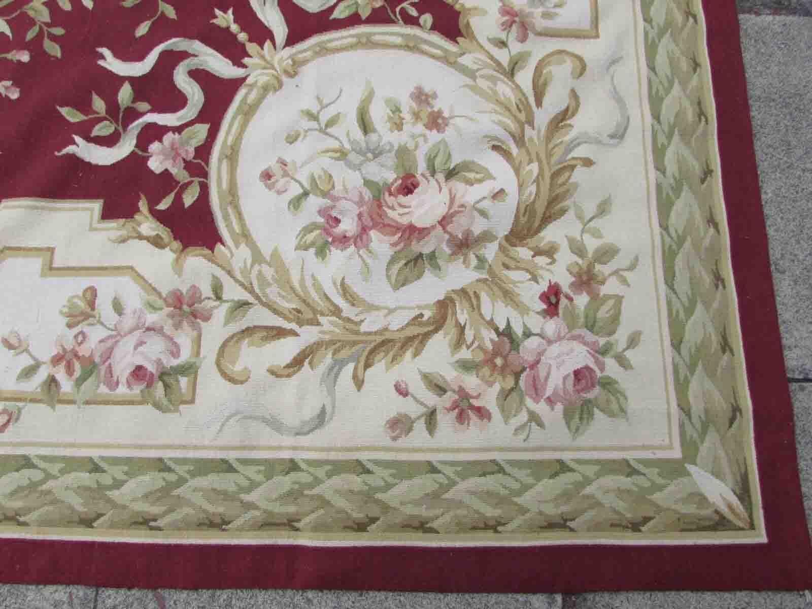Handmade Vintage French Aubusson Rug, 1970s, 1Q29 For Sale 2