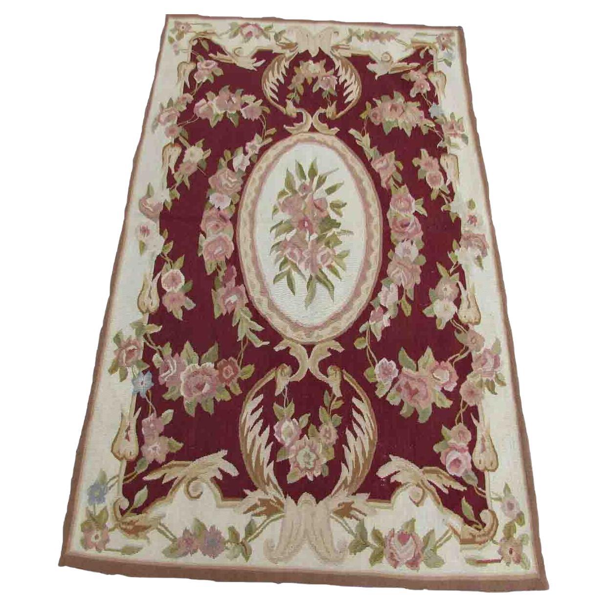 Tapis d'Aubusson français vintage fait à la main, années 1970, 1Q31