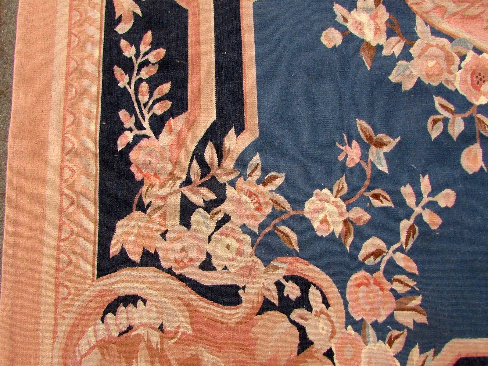 Wool Handmade Vintage French Aubusson Rug, 1980s, 1Q0112