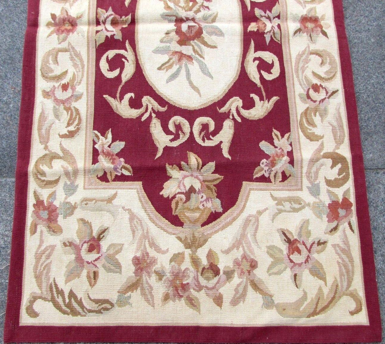 Hand-Knotted Handmade Vintage French Aubusson Rug, 1980s, 1Q0130