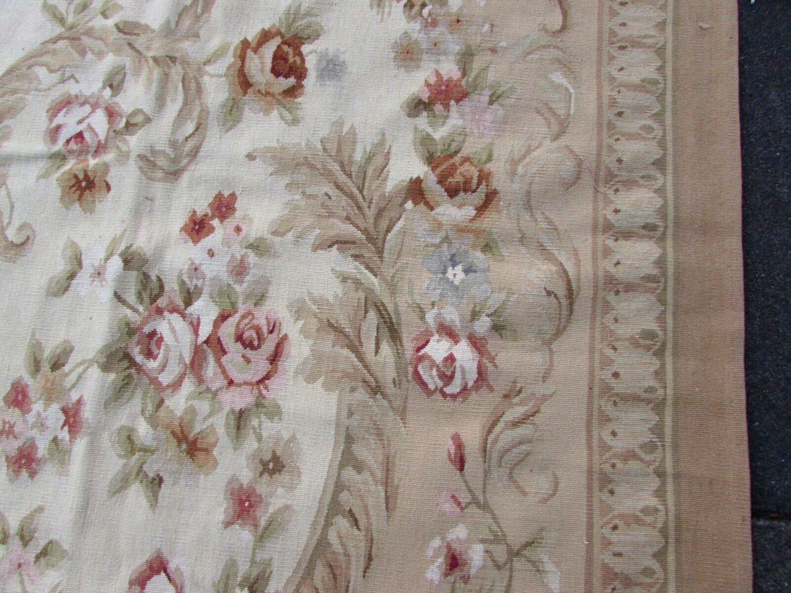 Tapis Aubusson français vintage fait à la main:: 1980:: 1Q0131 2