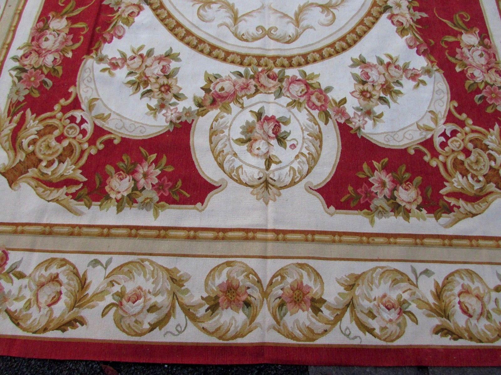 Hand-Knotted Handmade Vintage French Aubusson Rug, 1980s, 1Q0139