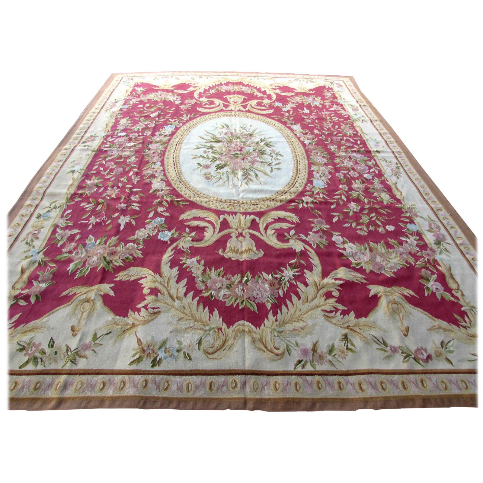 Handmade Vintage French Aubusson Rug, 1980s, 1Q0349 For Sale at 1stDibs