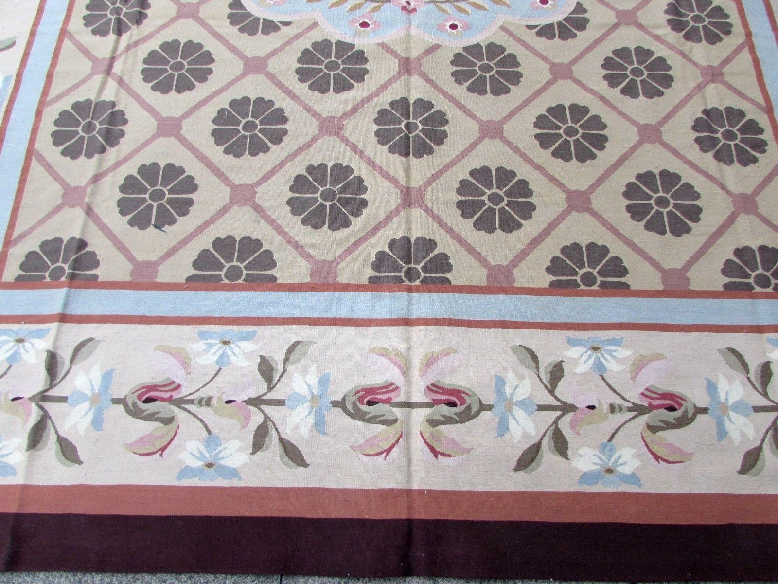 Hand-Knotted Handmade Vintage French Aubusson Rug, 1980s, 1Q0170