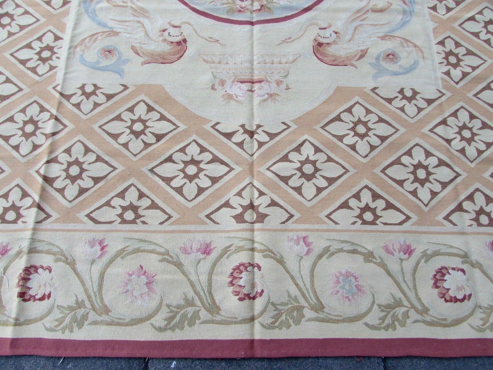 Hand-Knotted Handmade Vintage French Aubusson Rug, 1980s, 1Q0172