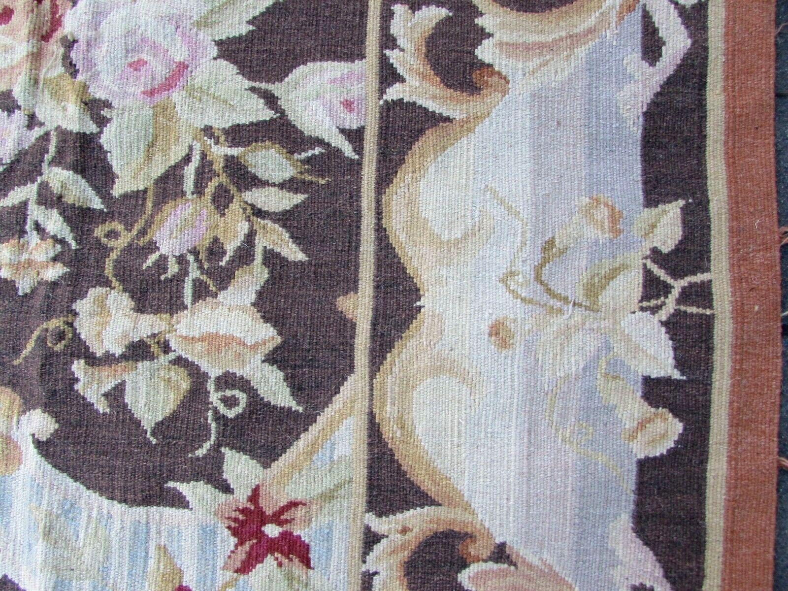 Wool Handmade Vintage French Aubusson Rug, 1980s, 1Q0175