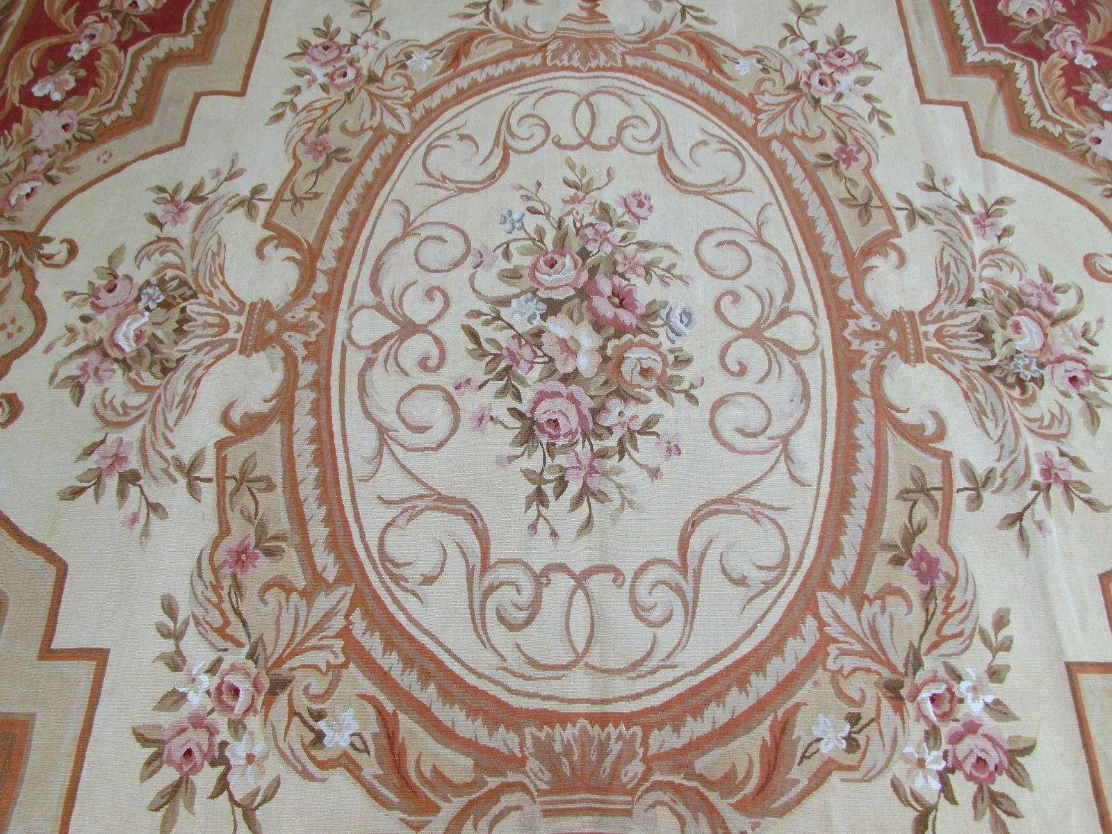 Hand-Knotted Handmade Vintage French Aubusson Rug, 1980s, 1Q0323