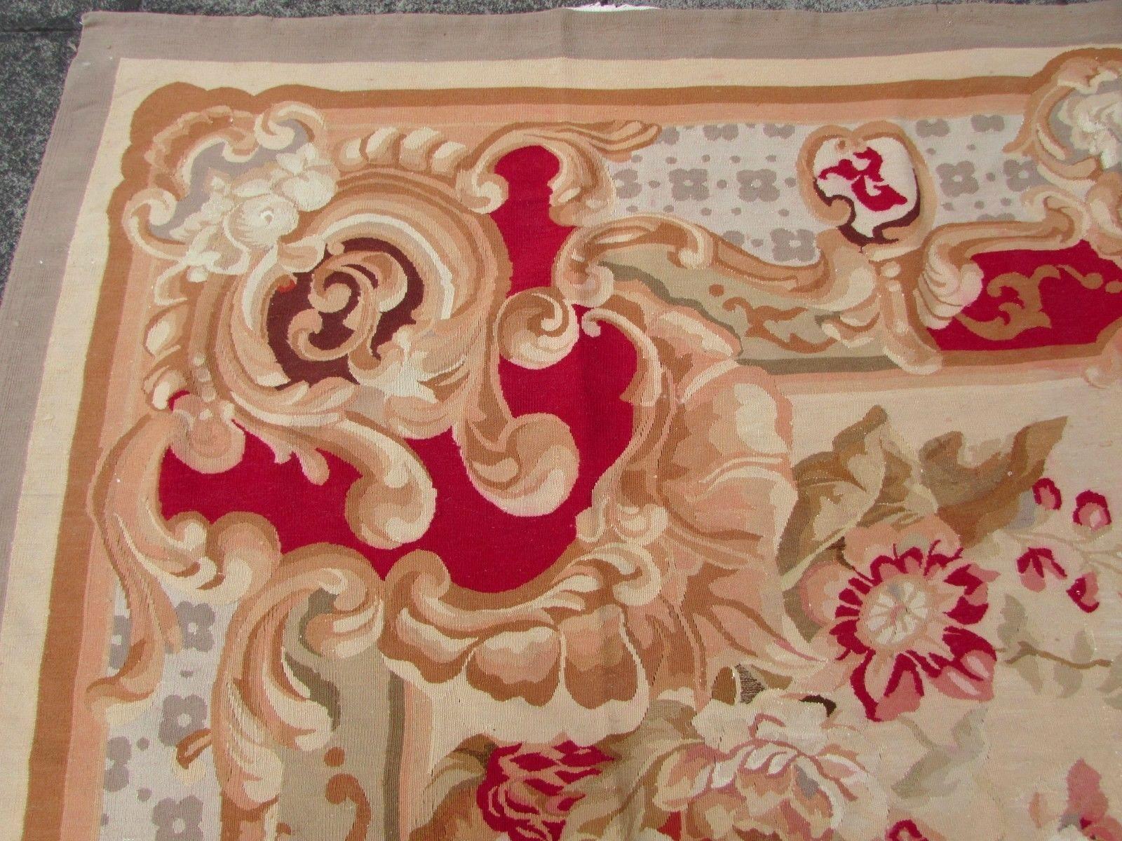 Hand-Knotted Handmade Vintage French Aubusson Rug, 1980s, 1Q0332