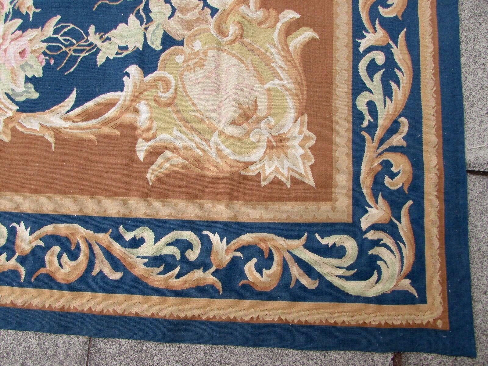 Hand-Knotted Handmade Vintage French Aubusson Rug, 1980s, 1Q0349