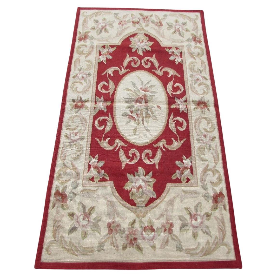 Handmade Vintage French AUbusson Rug 2.4' x 4.7', 1970s - 1Q67 For Sale