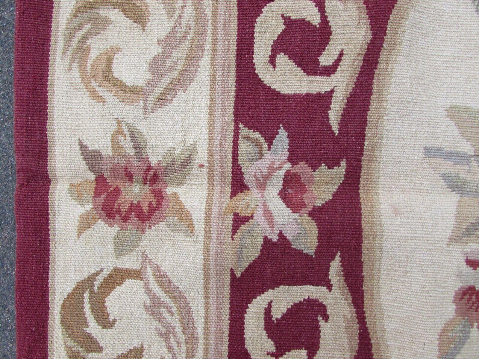 Handmade Vintage French Aubusson Rug 2.5' x 4.6', 1980s, 1Q45 1