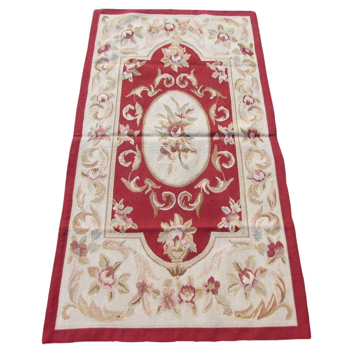 Handmade Vintage French Aubusson Rug 2.6' x 4.7', 1980s, 1Q38 For Sale