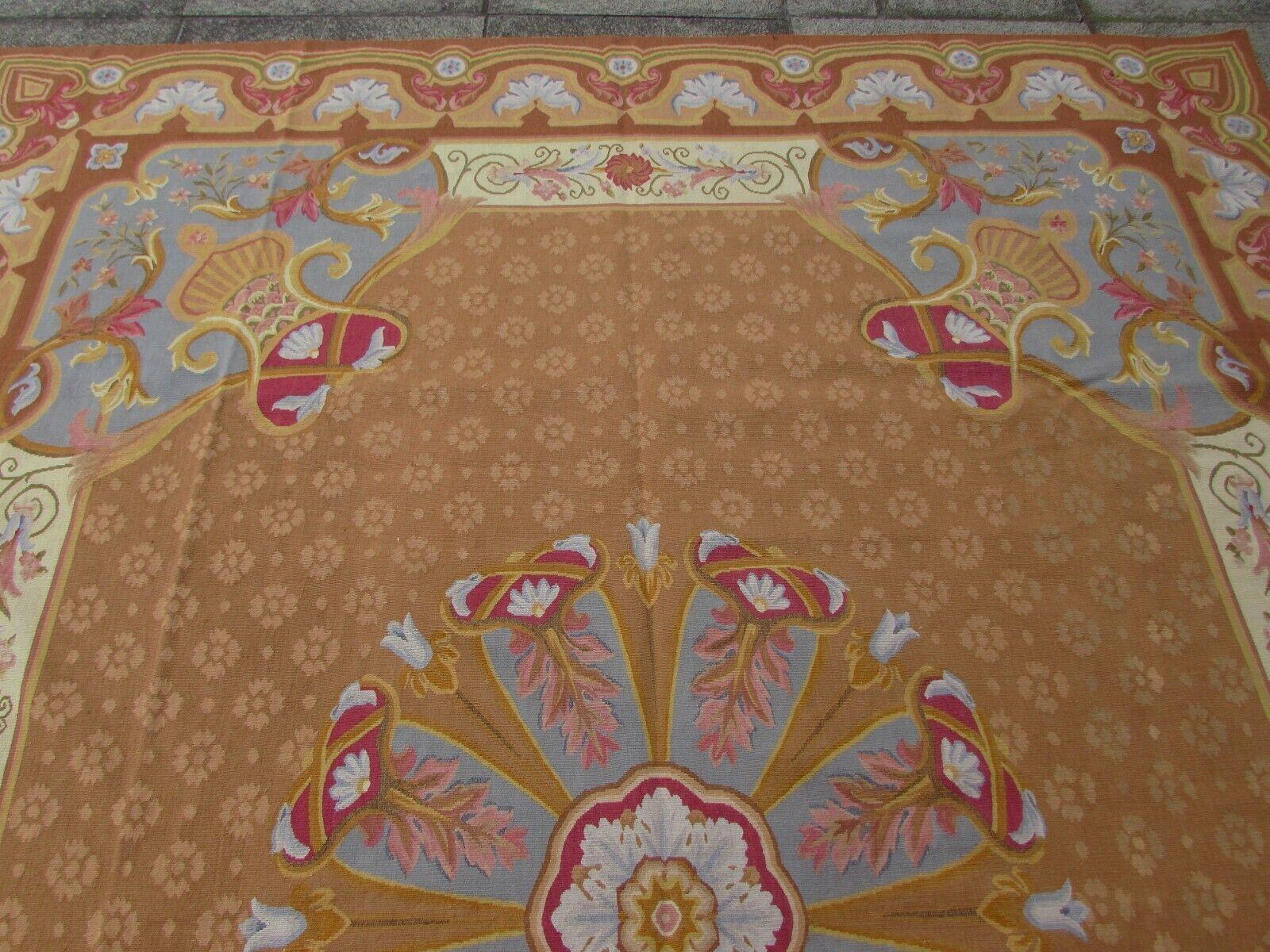Handmade Vintage French Aubusson Rug 8' x 10', 1970s, 1Q63 For Sale 5