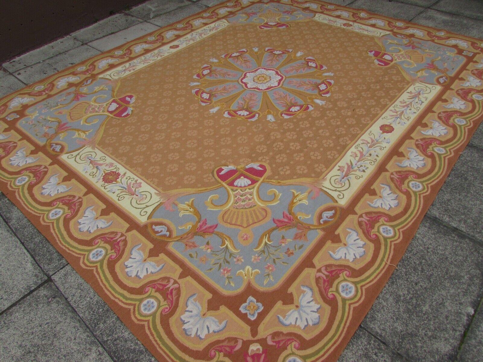 Handmade Vintage French Aubusson Rug 8' x 10', 1970s, 1Q63 For Sale 6