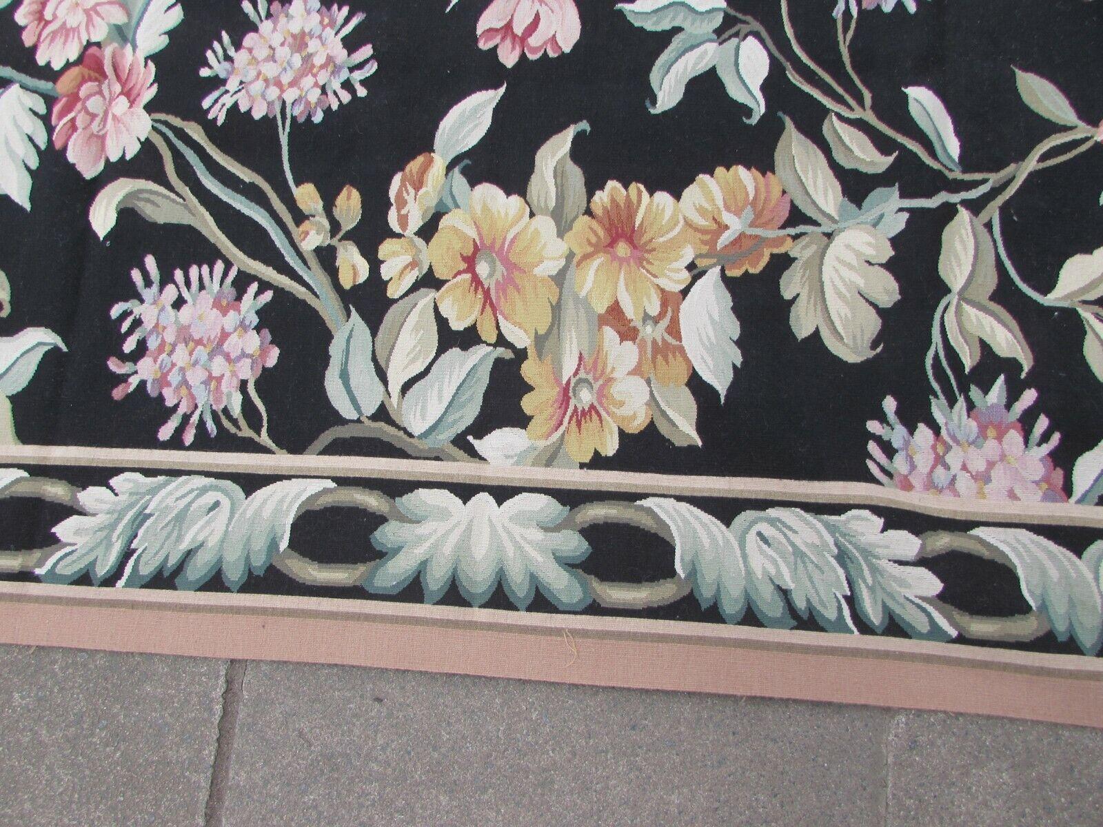 Handmade Vintage French Aubusson Rug 8.8' x 12.2', 1970s, 1Q51 For Sale 4